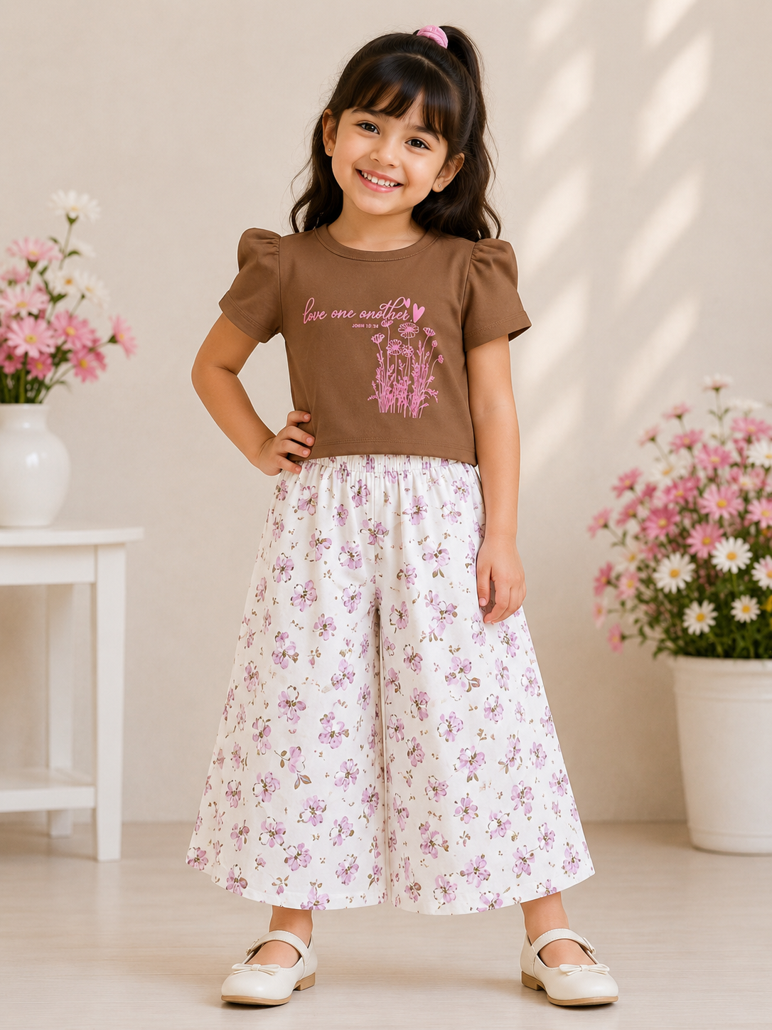 T-shirt & flapper plazzo -Girls