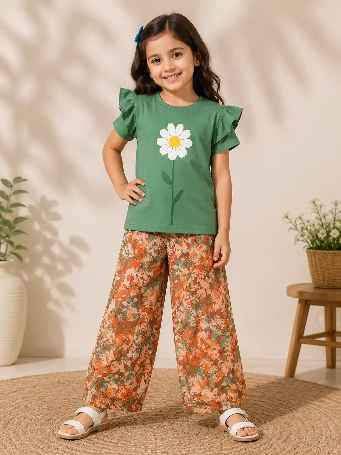 T-shirt & flapper plazzo -Girls