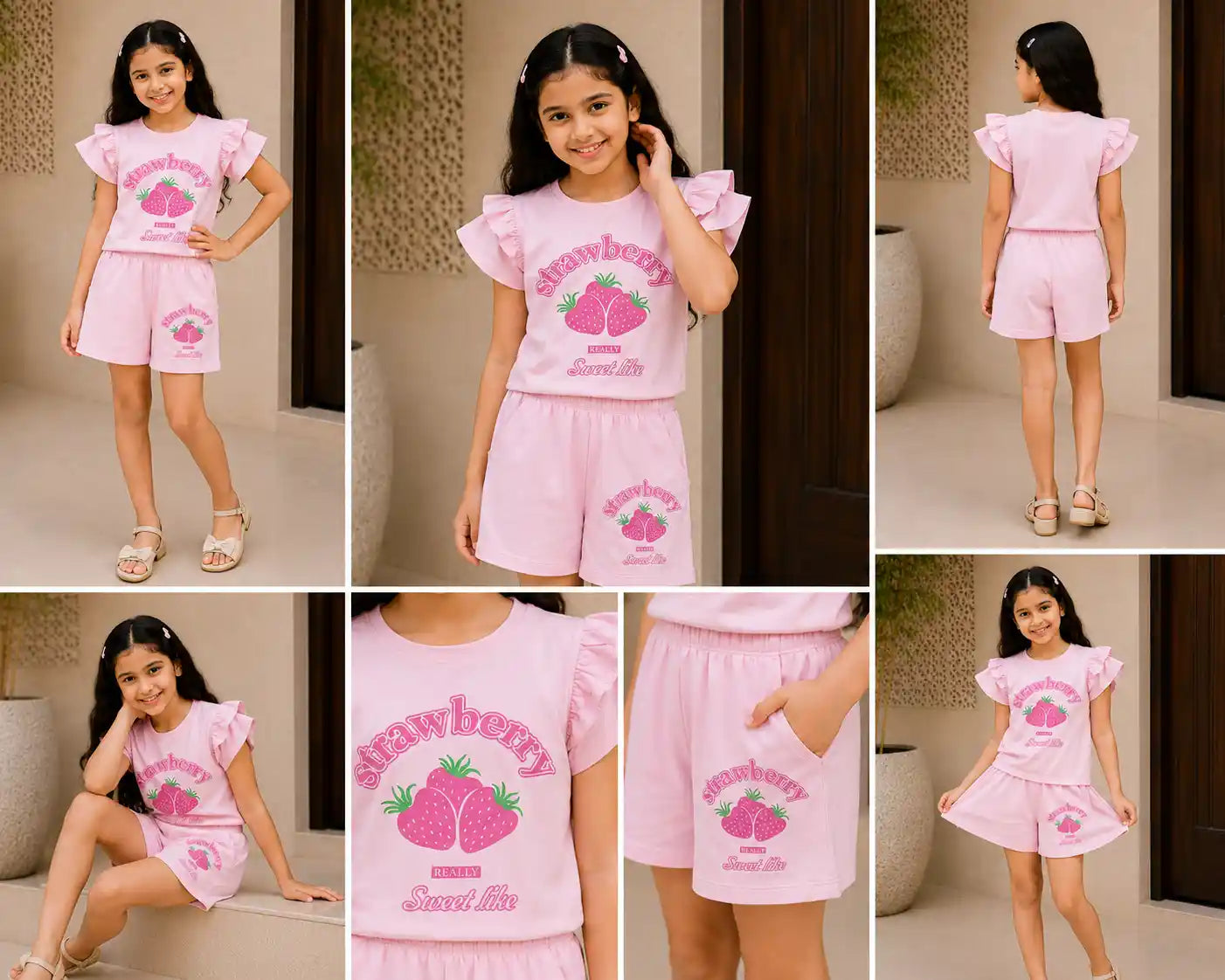 Cherry much Frill Baby Pink Nicker Suit- Girls