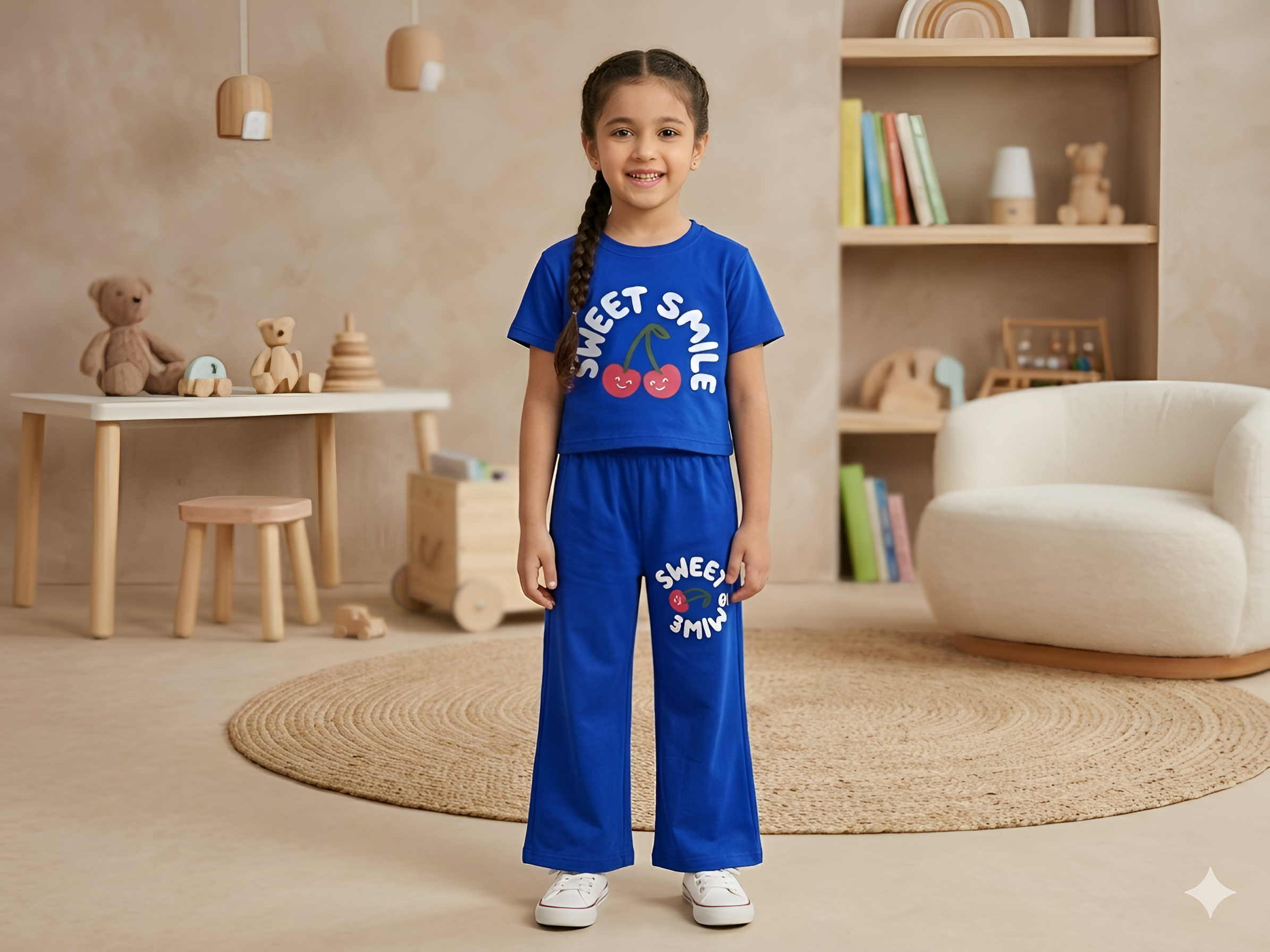 Royal Blue T-shirt & plazzo -Girls
